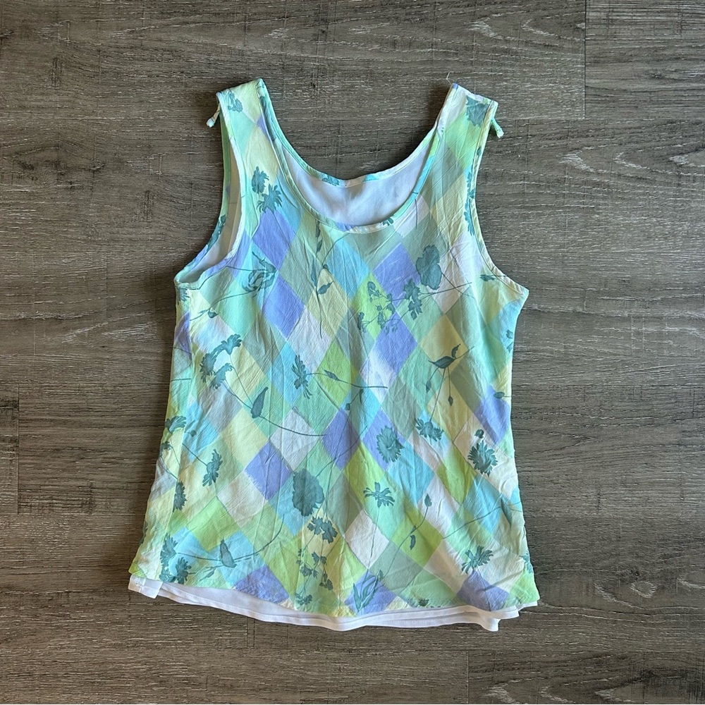 90s Tank Top Pastel Floral Diamond Design Fairycore Top